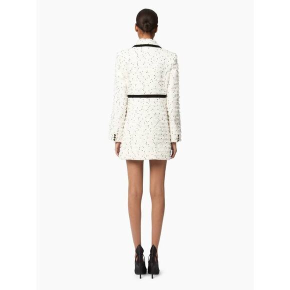 Nina Ricci Tailored Coat With Contrast Piping in Tweed Polka Dots 44 US 12 - Picture 2 of 3